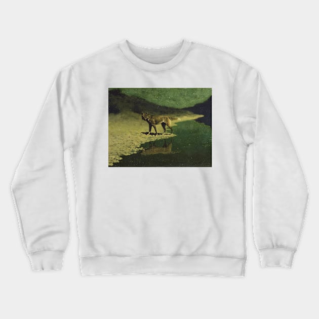 Moonlight, Wolf by Frederic Remington Crewneck Sweatshirt by Classic Art Stall